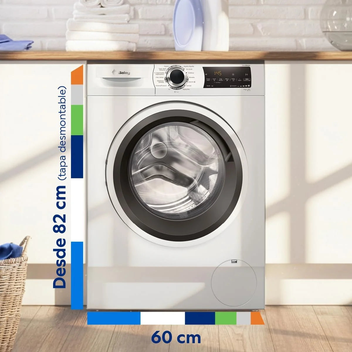 Balay - Máquina de Lavar Roupa, Instalação Livre, 9 kg, Programa Super rápido e Rápido/mix, Branco, 3TS993BP, entrada padrão