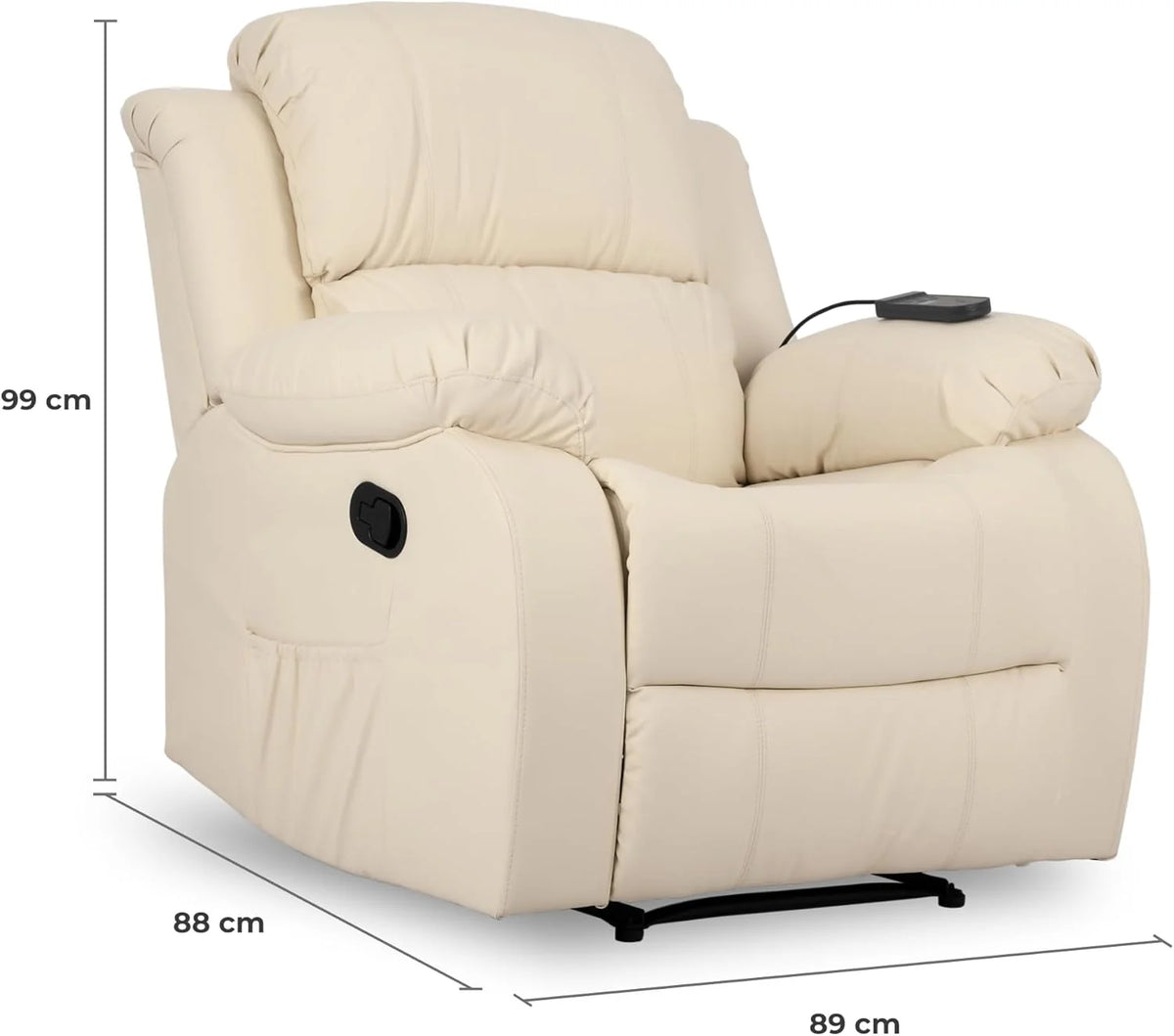 Don Descanso - Poltrona de Massagem Relaxante com Aquecimento Trevi Preta Reclinável 160º com 8 Motores Silenciosos, Aquecimento Lombar, Sistema de Massagem em 4 Zonas e Acabamento em PU Anti-Rachaduras [Inclui Controle Remoto]. Ideal para Idosos