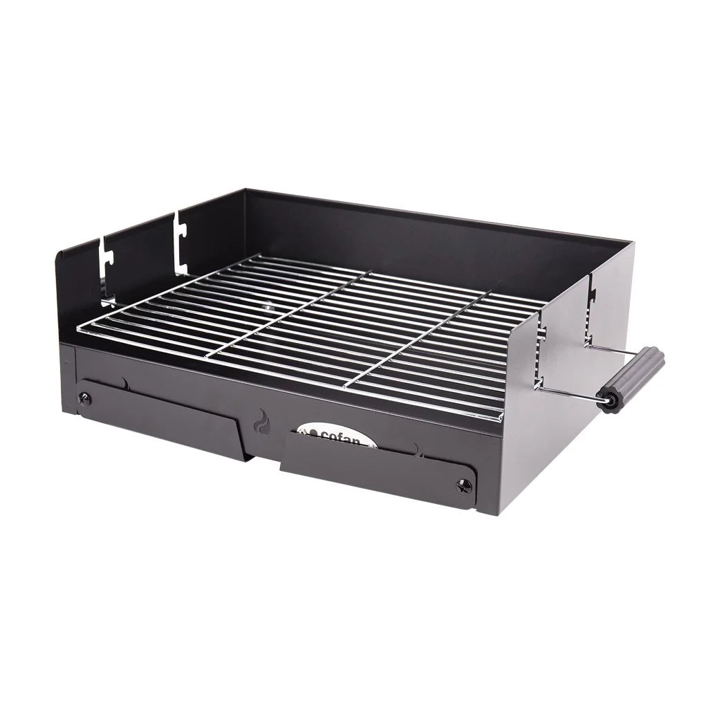 Cofan Churrasqueira Portátil a Carvão | Grelha de Aço Cromado | Churrasqueira Dobrável | Com Alças Laterais | Ideal para Camping, Jardim e Varanda | Medidas: 45,5 X 34,5 X 31,5 Cm