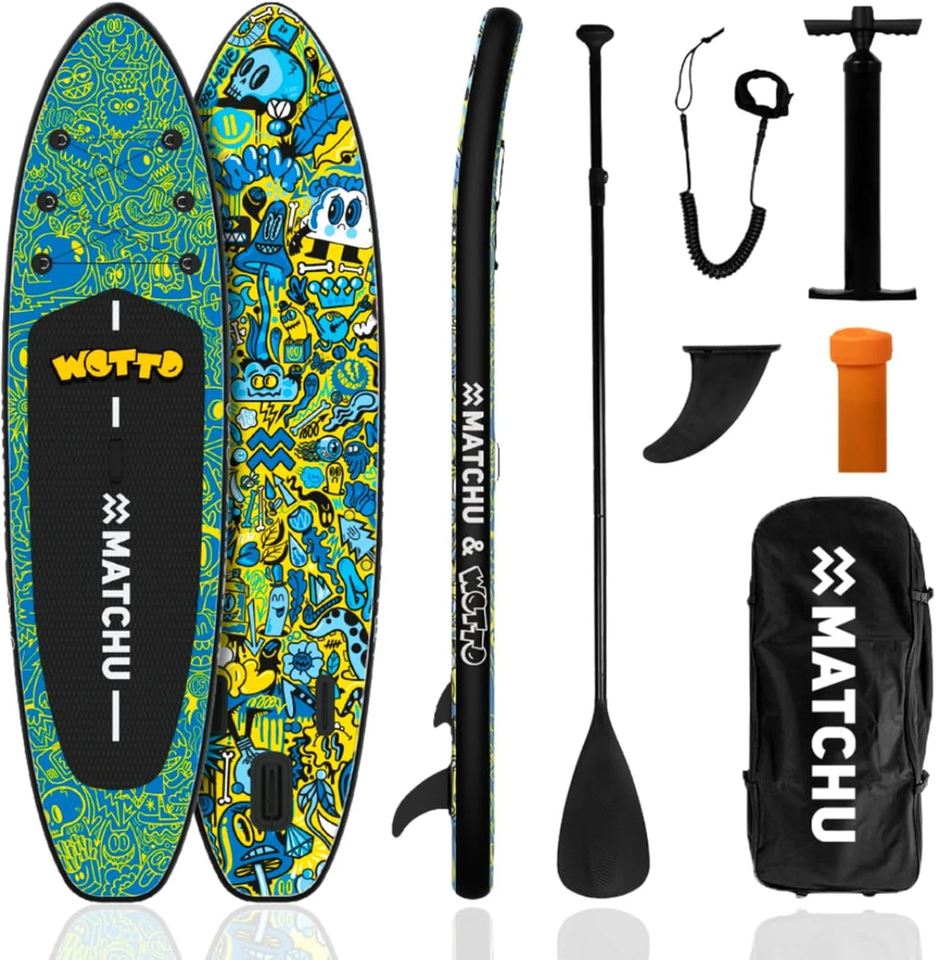 MATCHU - Prancha de SUP Inflável - Stand Up Paddle - Edição Limitada - Com Certificado - Kit Completo - 320x81x15 CM - 150 KG de Carga - Art Collection