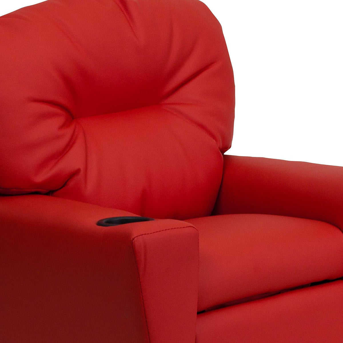 Poltrona Reclinável Infantil Contemporânea Flash Furniture com Porta-Copos, Madeira, Vinil Bege, 66,04 x 53,34 x 53,34 cm