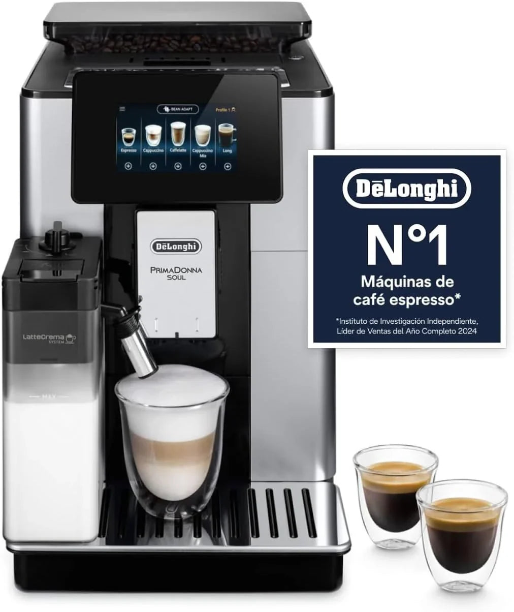 Cafeteira De'Longhi Perfetto Primadonna Soul ECAM612.55.SB Superautomática para Café e Cappuccino com Sistema de Leite LatteCrema, Tecnologia Bean to Cup, 18 Bebidas, Controle por Aplicativo