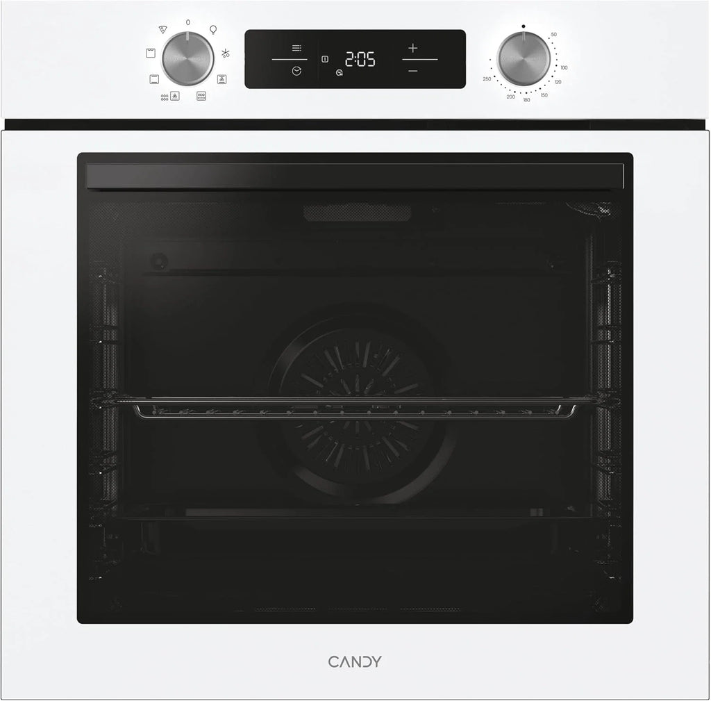 Candy Bake 600 CA6 N3T1HTW Forno Multifunções, 78L, Receitas através da app hOn, 1 Tabuleiro e 1 Grelha, Limpeza Hidrolítica, Convecção + Ventilador, 9 Funções, Ready UX, Branco