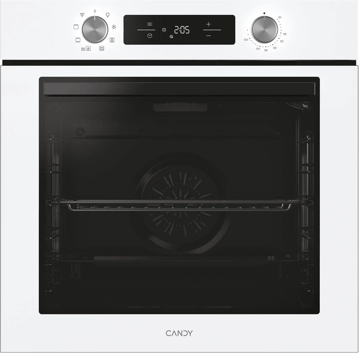 Candy Bake 600 CA6 N3T1HTW Forno Multifunções, 78L, Receitas através da app hOn, 1 Tabuleiro e 1 Grelha, Limpeza Hidrolítica, Convecção + Ventilador, 9 Funções, Ready UX, Branco
