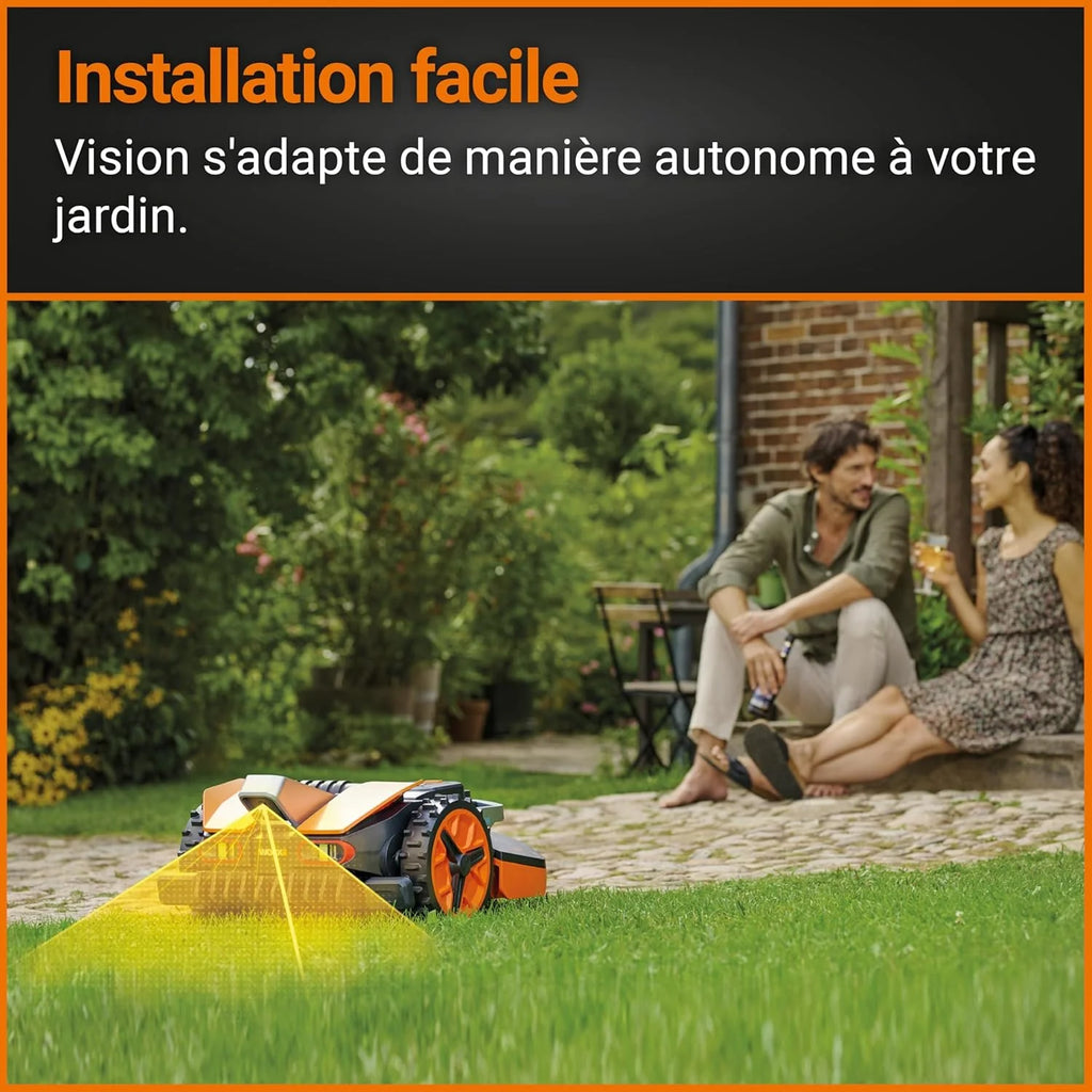 WORX Landroid Vision S250 WR202E Robô Cortador de Grama para Jardins de até 250 m² – Robô Cortador de Grama Inteligente sem Fio Delimitador – WiFi e Bluetooth – Prevenção Ativa de Obstáculos com