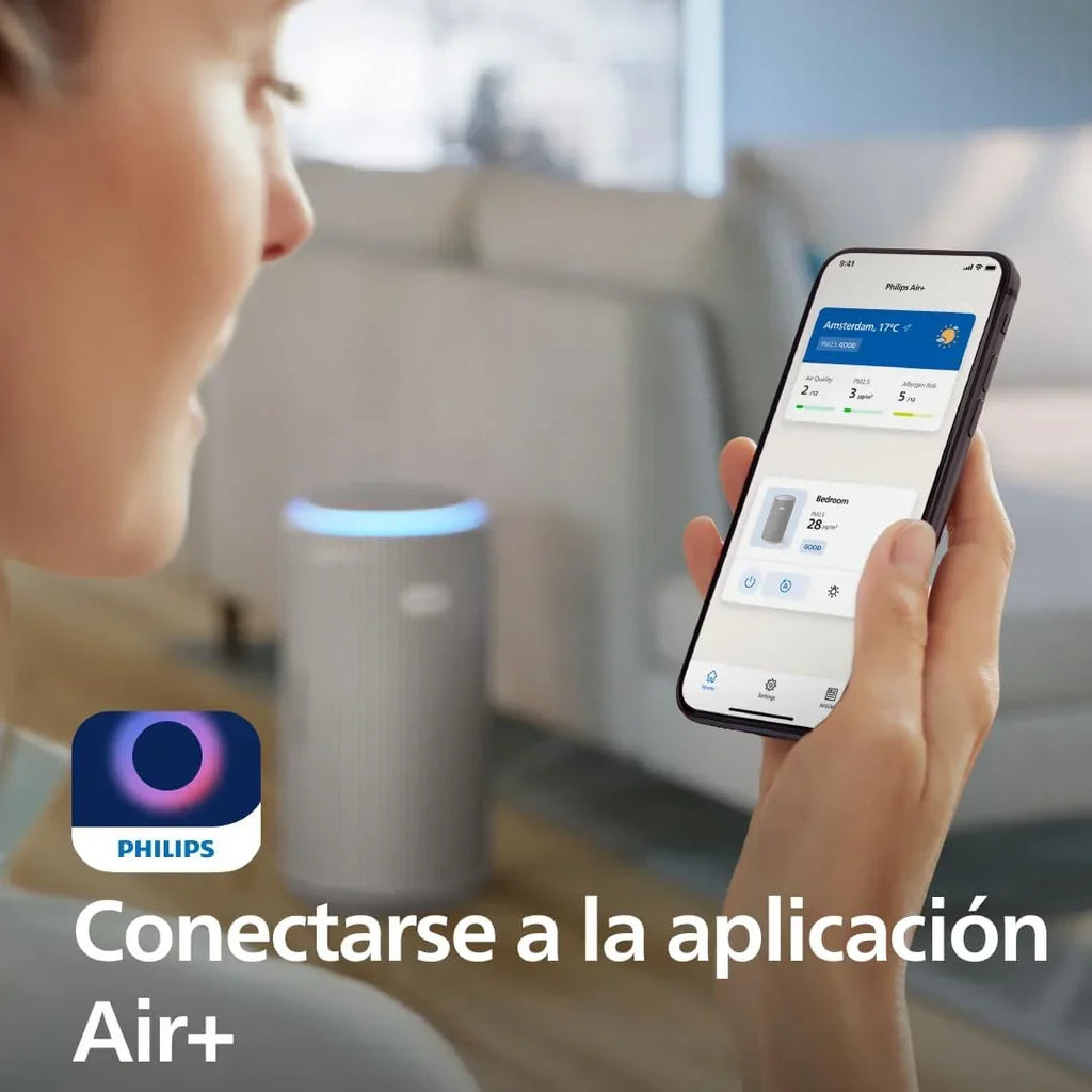 Purificador de Ar Inteligente Philips PureProtect Série 3200, Filtro HEPA e Carvão Ativo, CADR 500m³/h para 130m², Ultrassilencioso, Captura 99,97% dos Alérgenos, Aplicativo Conectado (AC3210/12)