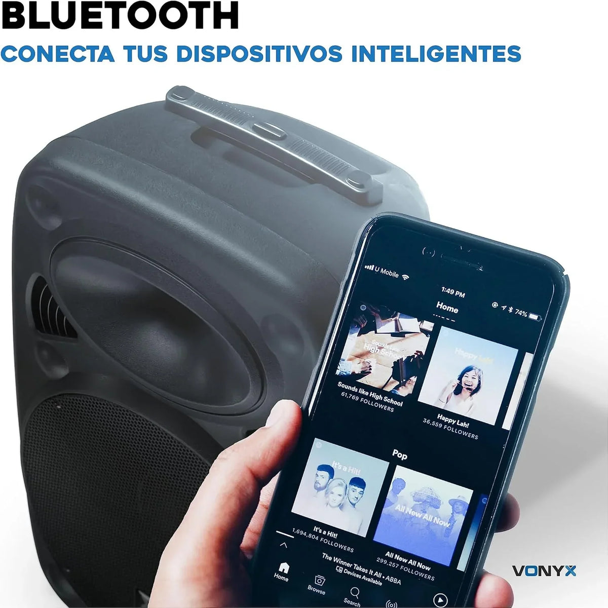 Vonyx Verve46 Poderosa Caixa de Som Bluetooth 1000 W, Caixa de Som Portátil Amplificada com Microfone de Karaokê, Caixa de Som Bluetooth USB, SD, MP3, AUX, 2 Microfones UHF, Controle Remoto, Subwoofer 15 Polegadas, Preto