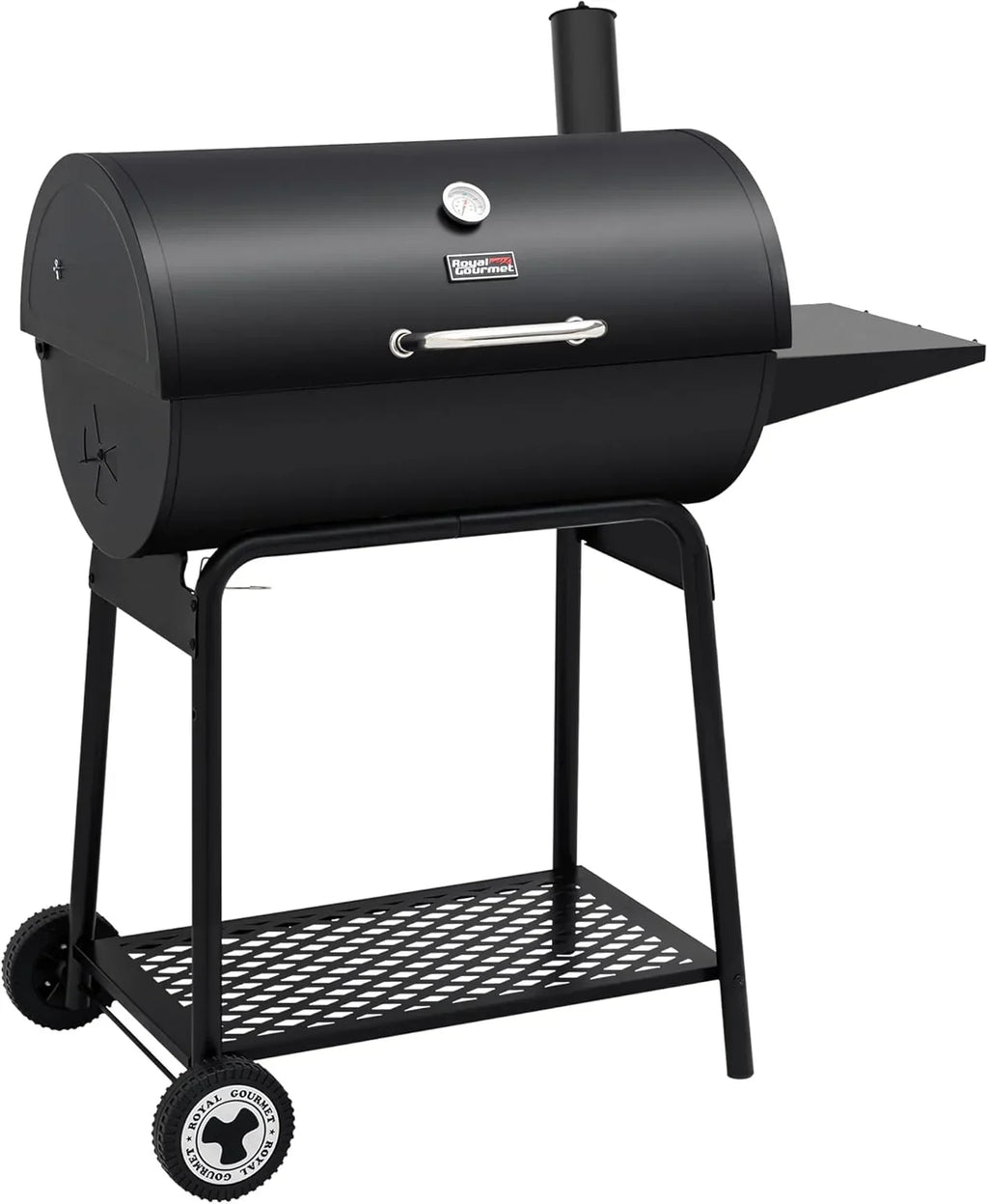 2026 Churrasqueira a carvão Royal Gourmet CC1830 de 30 polegadas com mesa lateral, churrasqueira externa com 627 polegadas quadradas de espaço para cozinhar para jardim, pátio e festas, cor preta