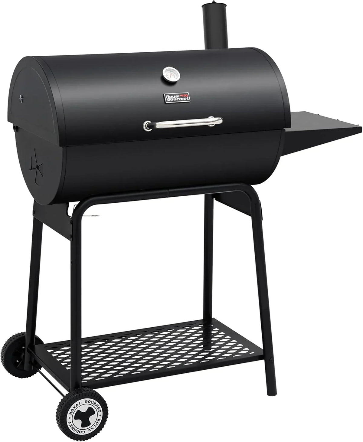 2026 Churrasqueira a carvão Royal Gourmet CC1830 de 30 polegadas com mesa lateral, churrasqueira externa com 627 polegadas quadradas de espaço para cozinhar para jardim, pátio e festas, cor preta