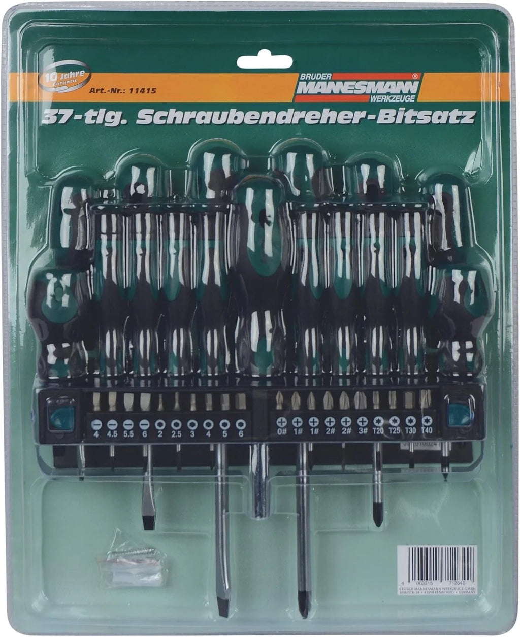 Mannesmann M98430 - Maleta de soquetes e outras ferramentas (215 peças, tamanho: 12x36x51 cm), Cor Verde Mannesmann