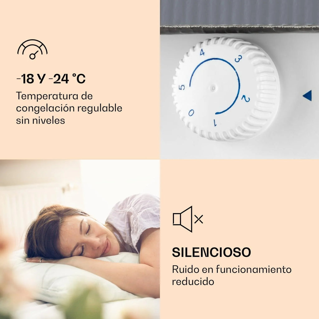 Klarstein Congelador Vertical No Frost 33L, Portátil para Casa e Escritório, Baixo Consumo com Prateleira e Raspador de Gelo, Compacto