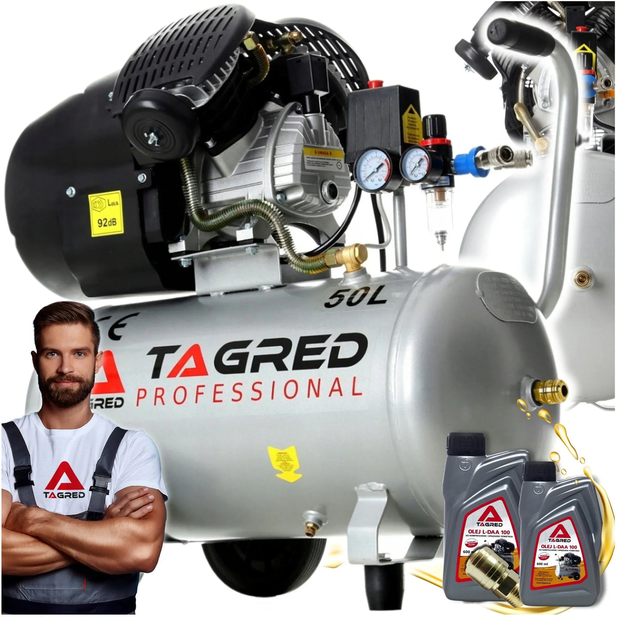 COMPRESSOR DE AR TAGRED 50L V2 SEPARADOR KIT + Óleo ALTA QUALIDADE