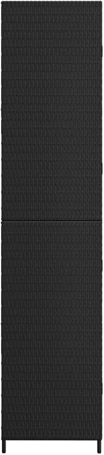 Armário de armazenamento de jardim em vime PE preto, baús de jardim externos 59x40x180 cm