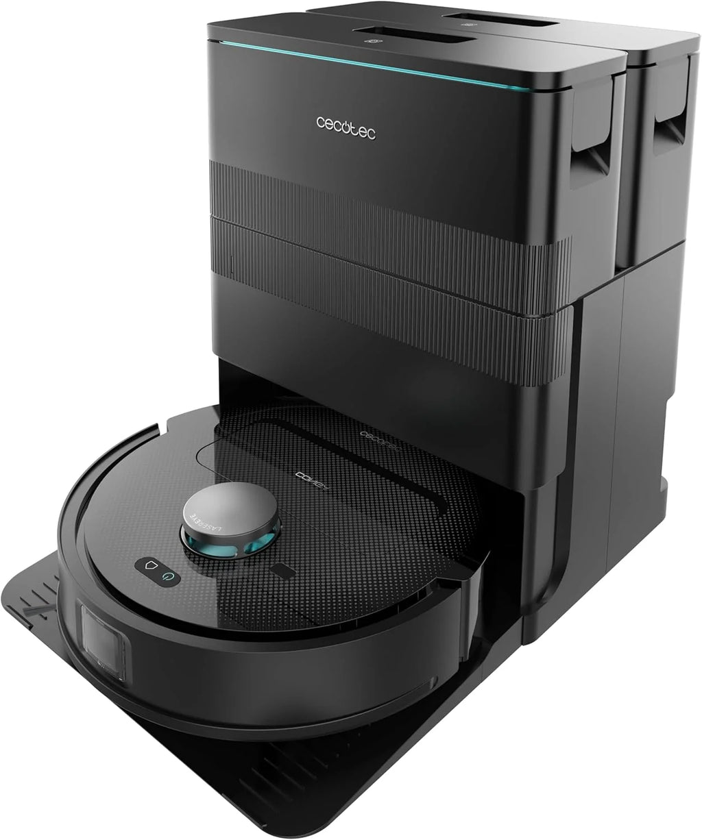 Cecotec Robô Aspirador e Passa Pano com Base de Esvaziamento Automático e App Conga X50 X-Treme. Navegação a Laser, Mapeamento Interativo, 15000Pa, Autonomia 240mins, Panos Eleváveis, Base com 3 Depósitos