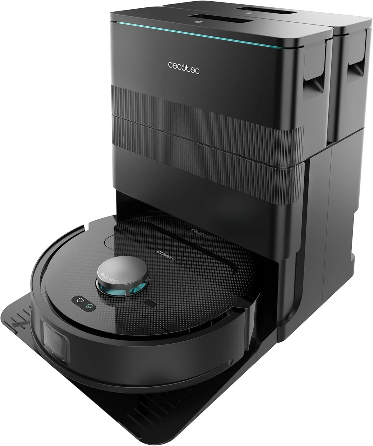 Cecotec Robô Aspirador e Passa Pano com Base de Esvaziamento Automático e App Conga X50 X-Treme. Navegação a Laser, Mapeamento Interativo, 15000Pa, Autonomia 240mins, Panos Eleváveis, Base com 3 Depósitos