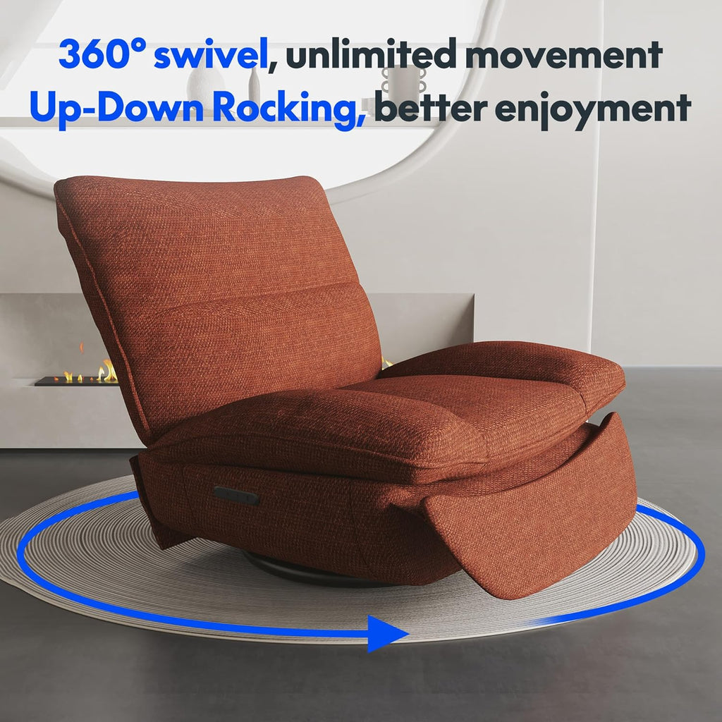 FLEXISPOT XC6 Poltrona Reclinável, Sofá Giratório com Função Balanço, Poltrona de TV com Encosto Ajustável, Poltrona para Quarto, Sala e Home Theater (Beige)