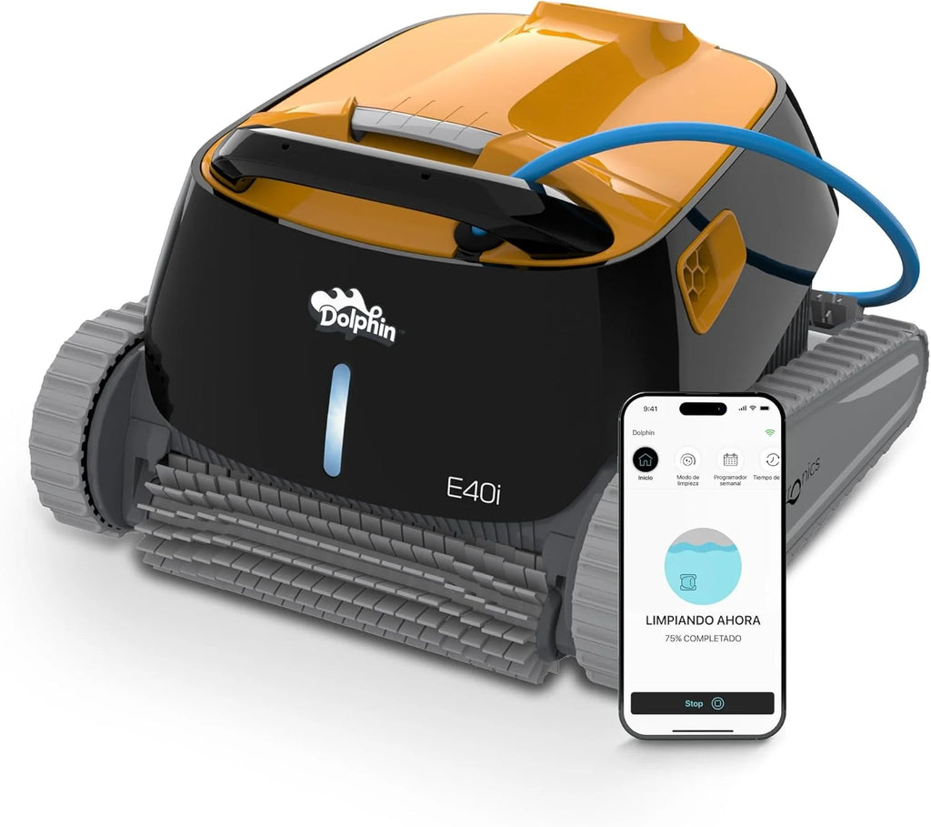 Dolphin E40i Robô limpador automático para piscinas enterradas de 12m - Limpeza de Fundo, Paredes e linha de flutuação - Controle via App
