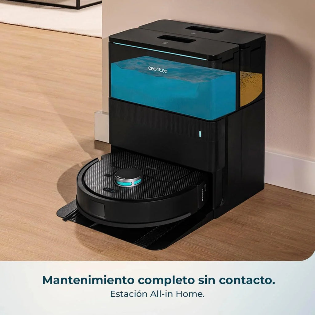 Cecotec Robô Aspirador e Passa Pano com Base de Esvaziamento Automático e App Conga X50 X-Treme. Navegação a Laser, Mapeamento Interativo, 15000Pa, Autonomia 240mins, Panos Eleváveis, Base com 3 Depósitos