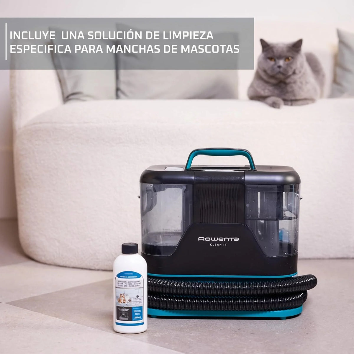 Rowenta Clean It, Extratora de carpetes e estofados, Limpeza Rápida e Fácil, Ideal para Sujeira de Animais de Estimação, Tapetes, Interior de Carros, 750w, 6acessórios, IN5020F0