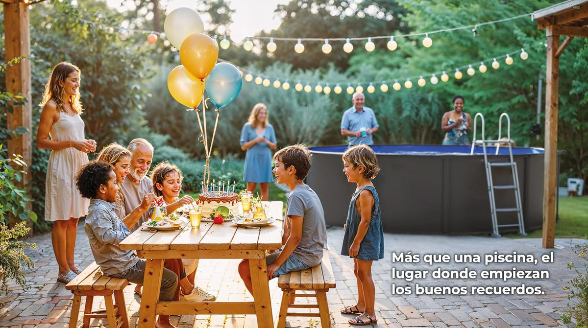 Gre KIT240GF Piscina de Aço Elevada, Redonda com Aparência de Aço Grafite, Piscinas Desmontáveis para Jardim, 240 x 120 cm, Kea