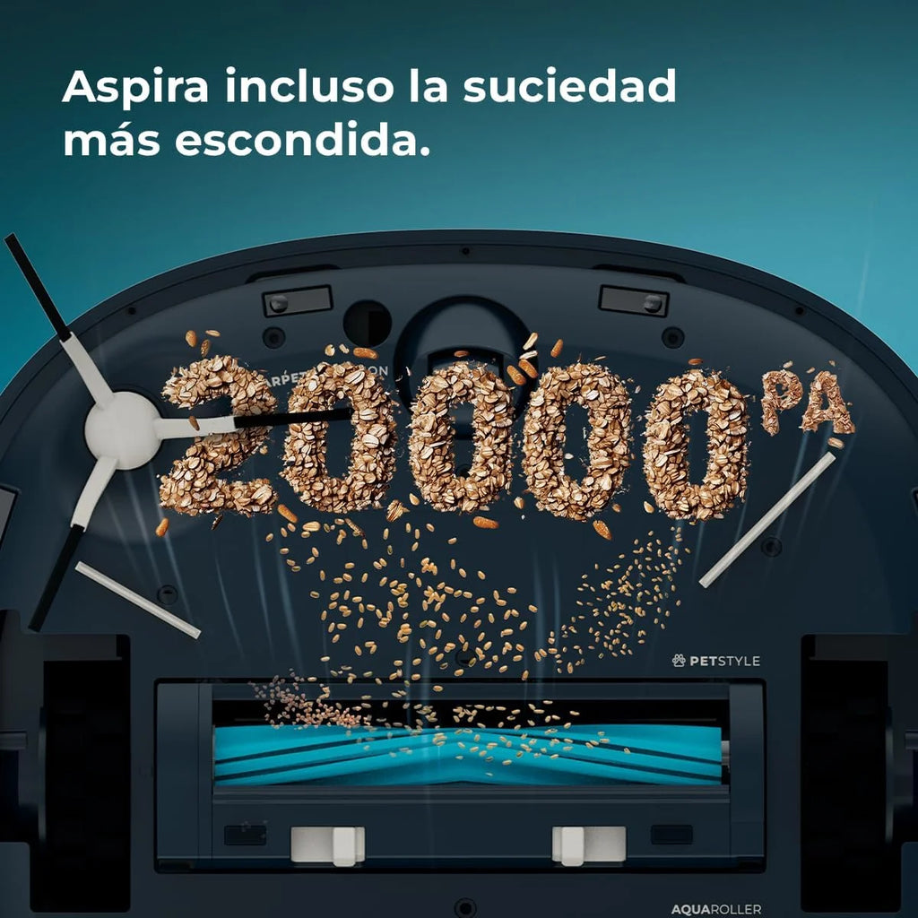 Cecotec Robô Aspirador e Passa Pano com IA, Base de Esvaziamento Automático e Tecnologia a Laser Conga Z100. 20000Pa, Limpeza Profissional com Mopa Bimaterial XXL, Esvaziamento Automático de Pó, Água e Limpeza de Mopas, App