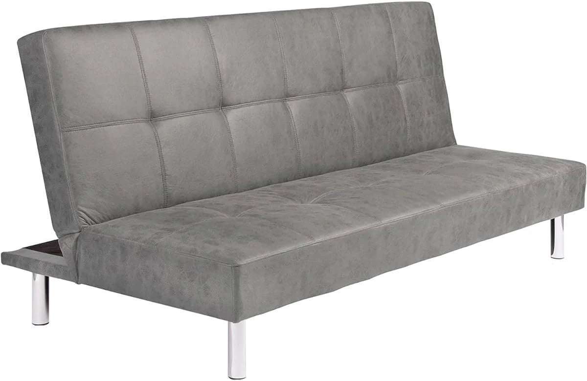 Mattfy - Sofá-Cama Clic Clac de 3 Lugares, Modelo Milos, Design Moderno, Prático e Funcional, Acabamento em Cinza