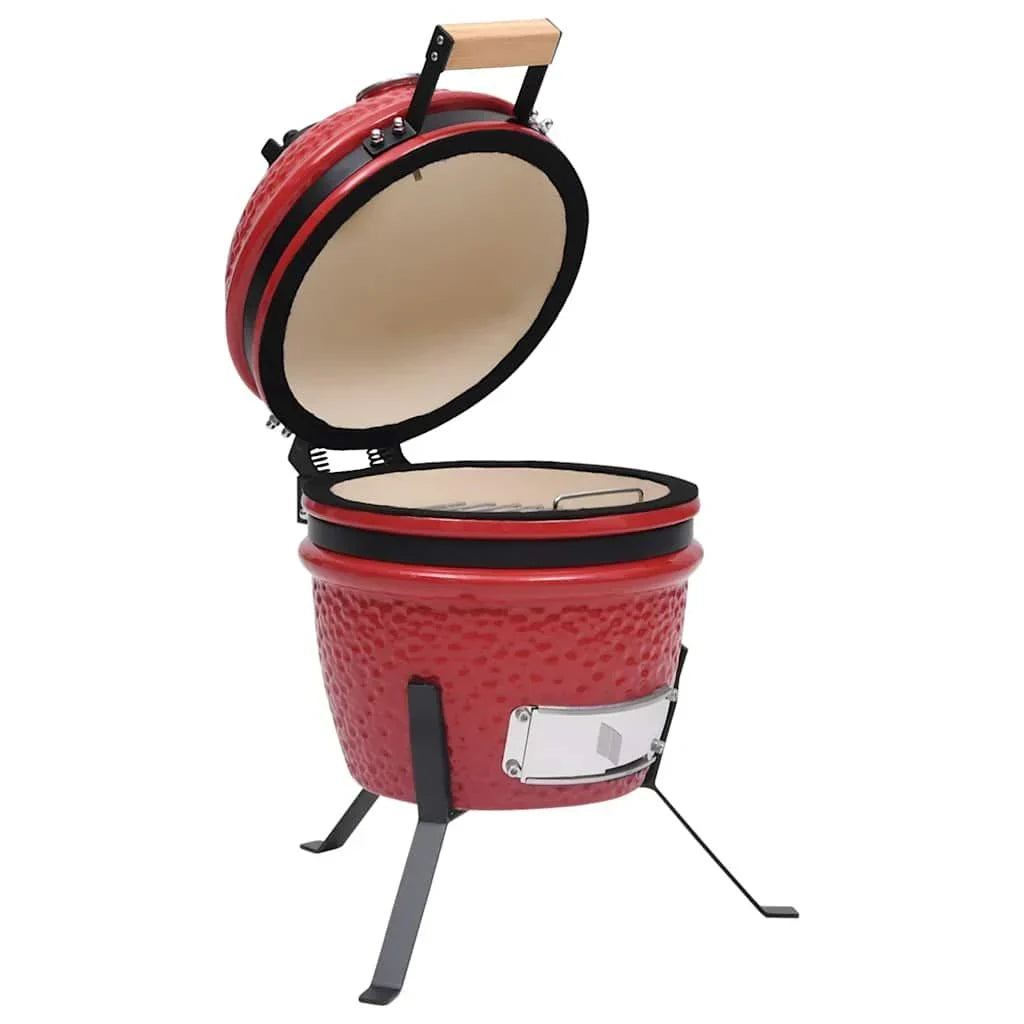 Churrasqueira/Defumador Kamado de Cerâmica 2 em 1 Vermelho 56 cm Vidaxl