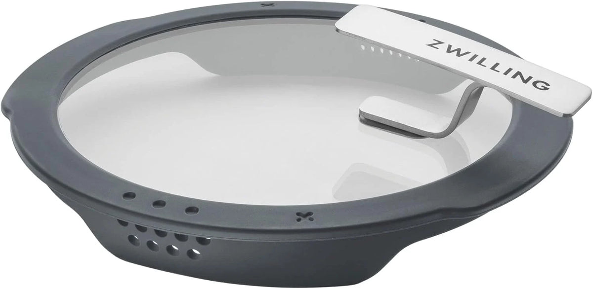 ZWILLING Jogo de panelas simplificado em aço inoxidável, 5 peças, com peneira integrada na tampa, adequado para indução, prata/preto