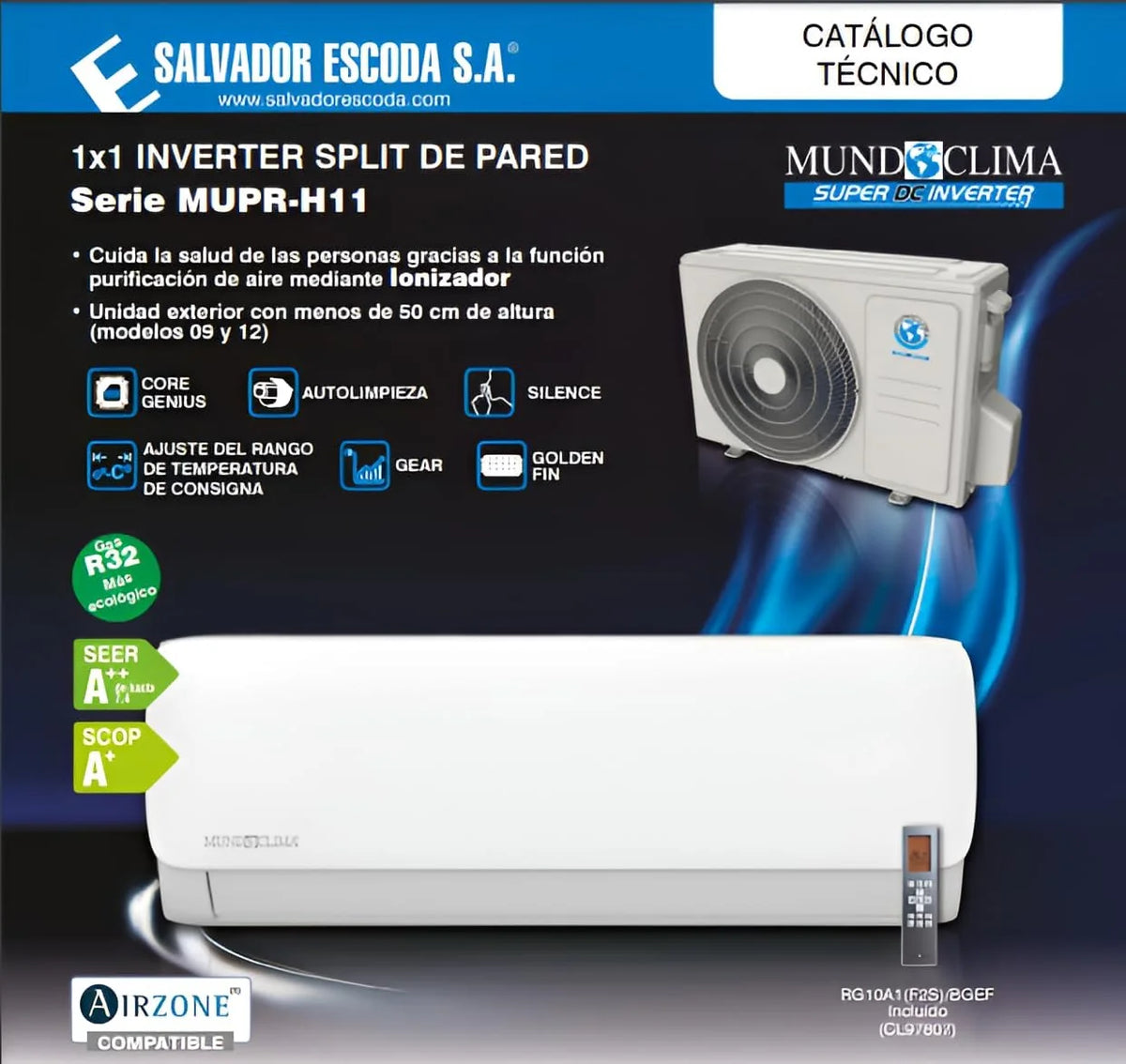 EFIMARKET - MUNDOCLIMA MUPR-12-H11 - Ar Condicionado 3500W