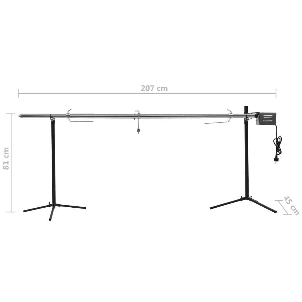 Churrasqueira Rotativa Elétrica Vidaxl 207x45x81 Cm Aço Inox