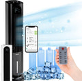 KLARSTEIN Polar Tower Smart Climatizador Evaporativo – 4 em 1: Ventilador, Umidificador e Purificador, Controle por App e Alexa, Tanque de 7L, 3.306 m³/h, Modo Noturno, Portátil com Rodas, Preto