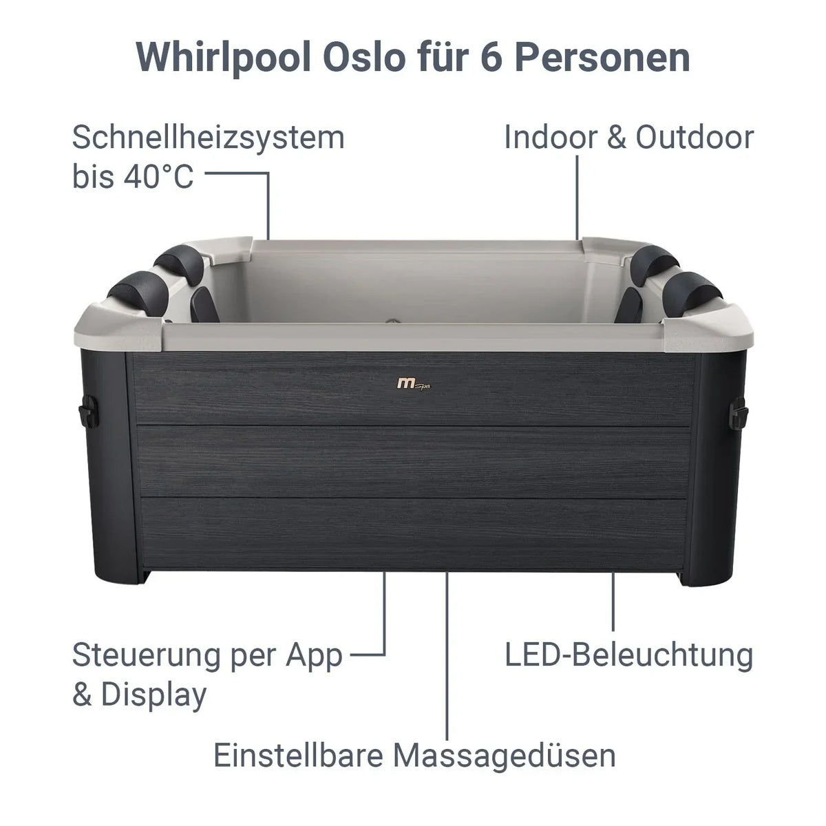 2026 Spa banheira de hidromassagem Oslo com iluminação LED