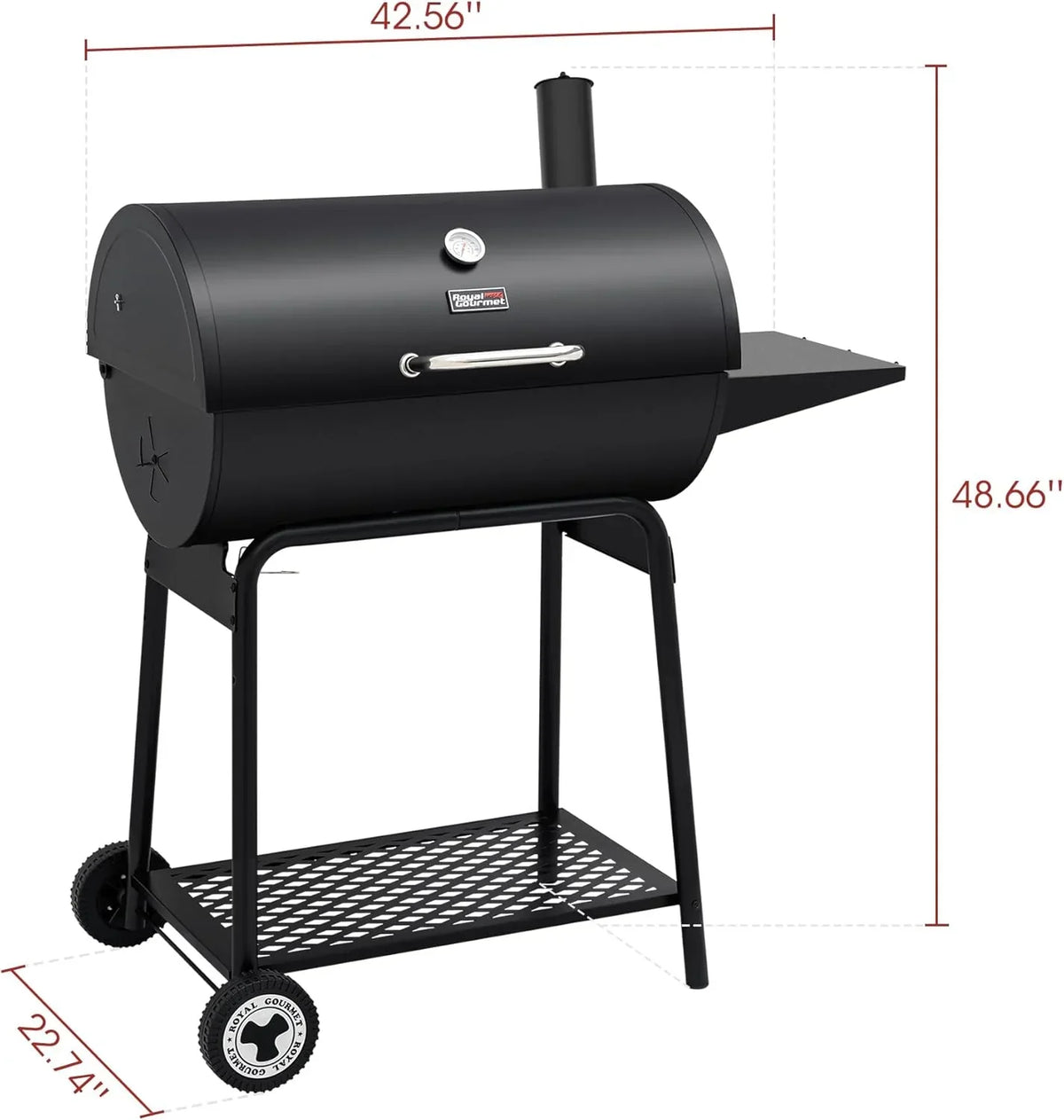 2026 Churrasqueira a carvão Royal Gourmet CC1830 de 30 polegadas com mesa lateral, churrasqueira externa com 627 polegadas quadradas de espaço para cozinhar para jardim, pátio e festas, cor preta