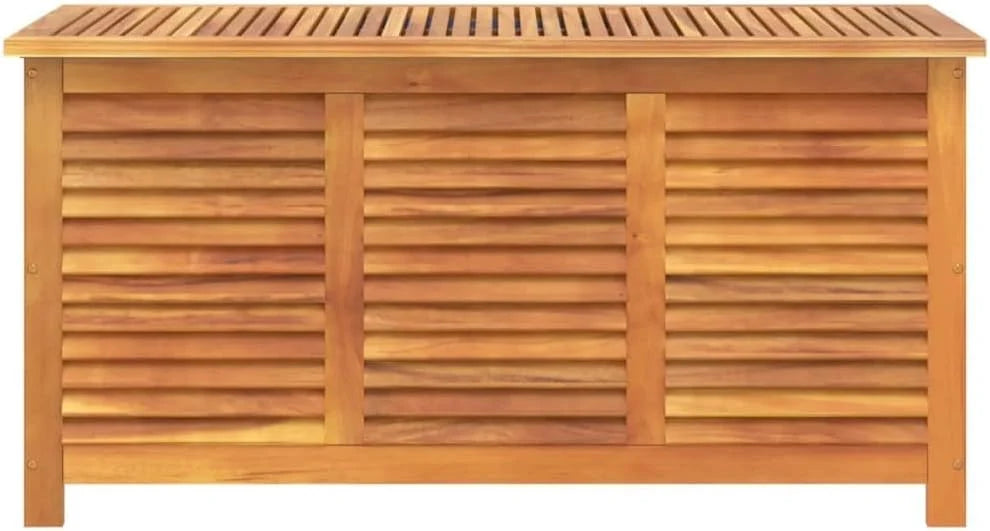 Baú de Armazenamento em Madeira de Acácia, Baú de Armazenamento, Banco de Armazenamento, Caixa de Armazenamento para Jardim, para Interiores e Exteriores, 113 x 50 x 56 cm