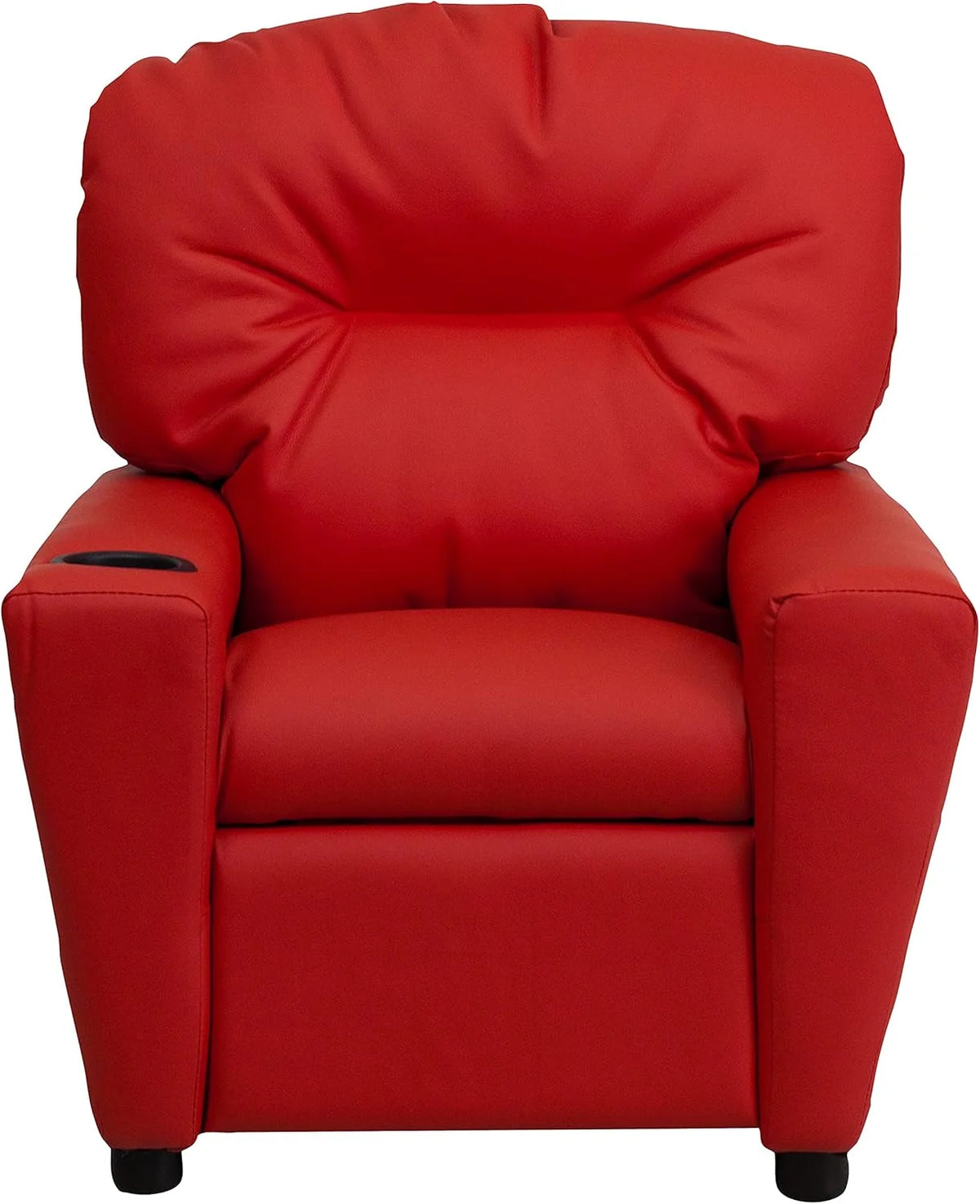 Poltrona Reclinável Infantil Contemporânea Flash Furniture com Porta-Copos, Madeira, Vinil Bege, 66,04 x 53,34 x 53,34 cm