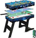 DEVESSPORT Multijogo Dobrável 4 em 1 Sport Arena | Pebolim, Bilhar, Air Hockey e Tênis de Mesa | Mesa de Jogos Dobrável com Acessórios Inclusos