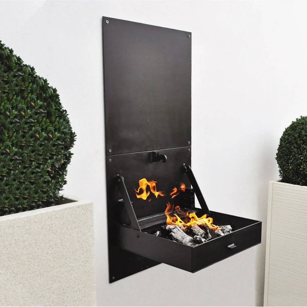 Tuozi - Churrasqueira De Alvenaria Para Lenha E Carvão Modelo Wall Ibbq Com Placa De Proteção (preto - 58,5 X 57 X 114 Cm) Ref: 4200/2