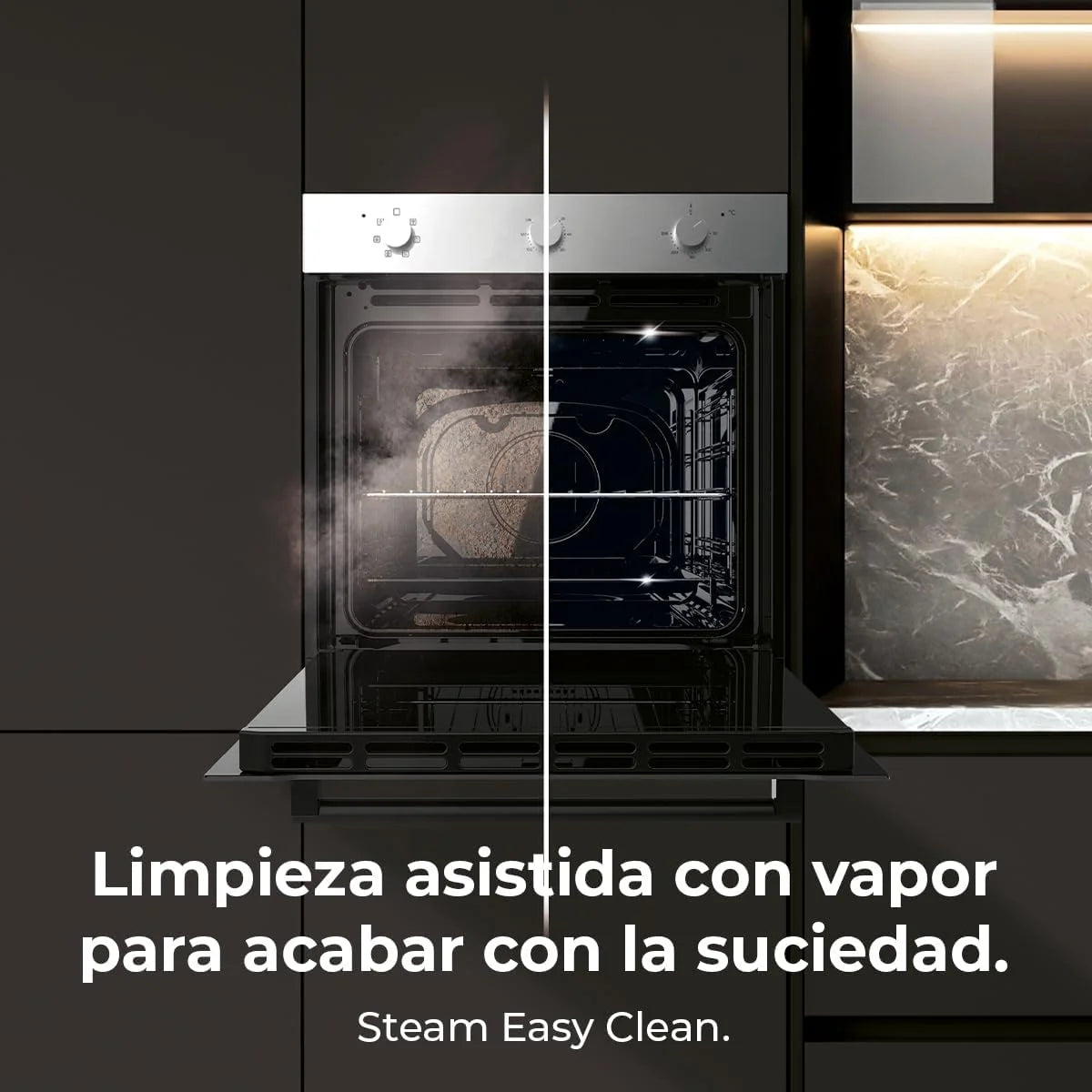 Forno Multifunções de Encastrar Cecotec 70L Bolero Hexa M236000 Line Time. 2800W, 6 Funções, Temporizador, Steam Base XXL, Steam Assist, Steam EasyClean, Cooling Fan, Modo Defrost, Eco, Convecção