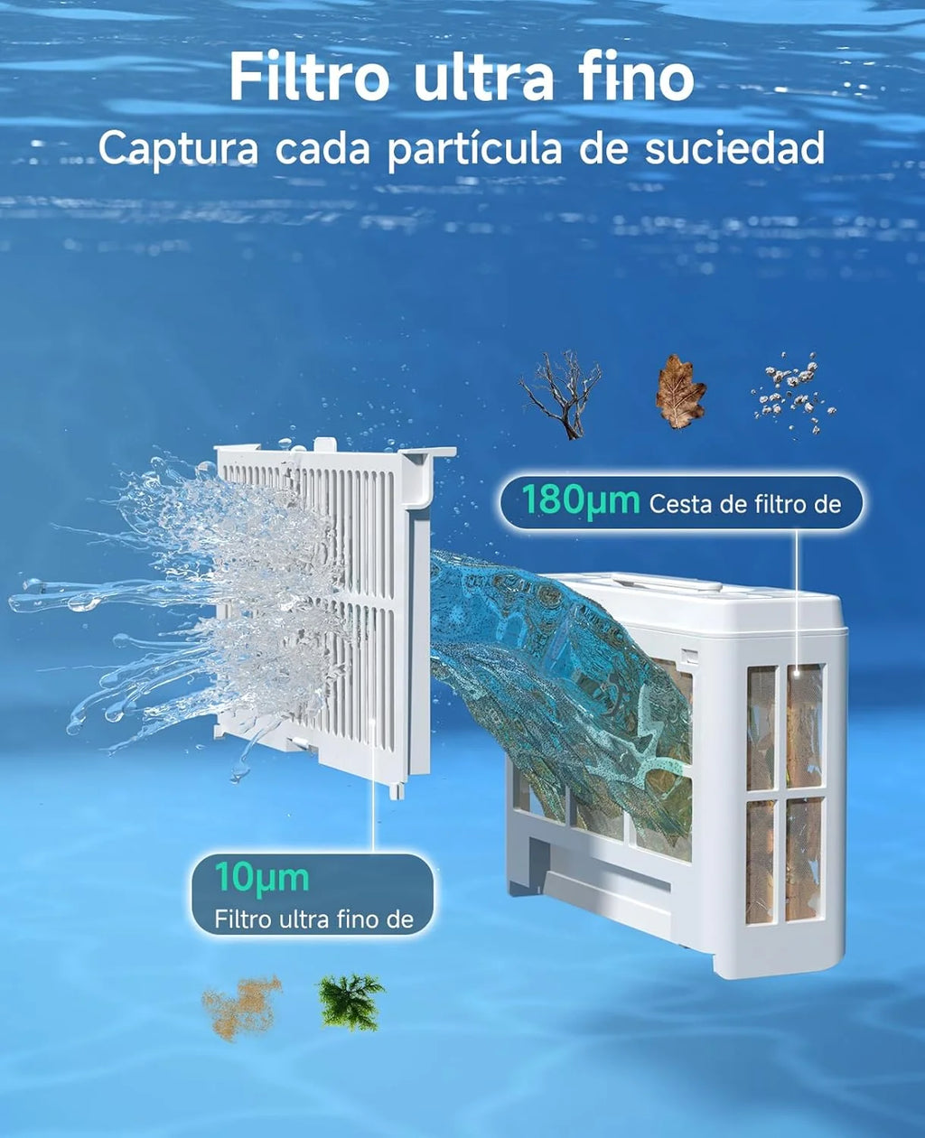 WYBOT C2 Limpa-Fundos de Piscina, Robô Limpa-Fundos de Piscina Sem Fio 150m², Filtragem Dupla, 3 Motores, Sucção Potente, Limpeza de Paredes e Linha de Água, 180 Min, App (Cinza-Verde Cinza)