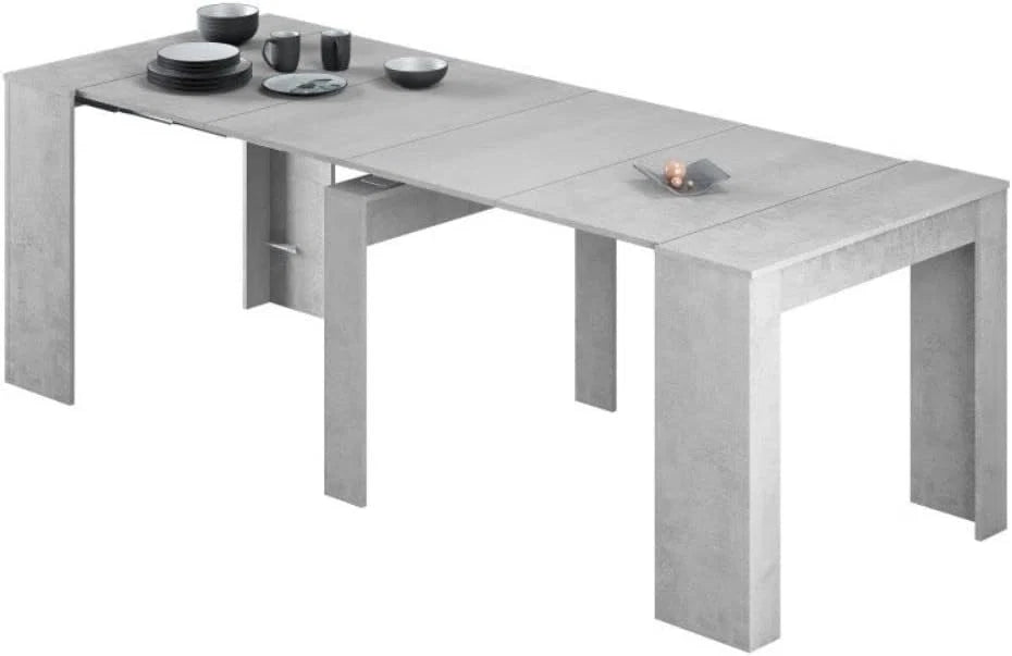 Mobelcenter - Mesa de Jantar Consola Extensível, Mesa para Sala de Estar, Hall de Entrada ou Cozinha, Mesa Sanfona Extensível, Cor Cimento (1127)