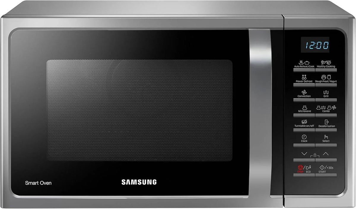Micro-ondas SAMSUNG MC28H5015CS (de Bancada, Combinado, 28 L, 900W/1500W, Botões, Alumínio, com Grelhador de Aço Inoxidável) Prateado e Preto