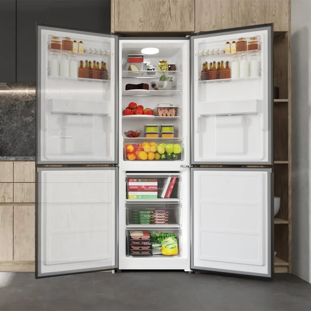 Cecotec Frigorífico Combinado 2 Portas com Dispensador de Água Bolero CoolMarket Combi 296 DF WD Dark E. 296L, 60cm de largura, Funções FastCooling, FastFreezing e DeFrost, LED interior, Inox Escuro