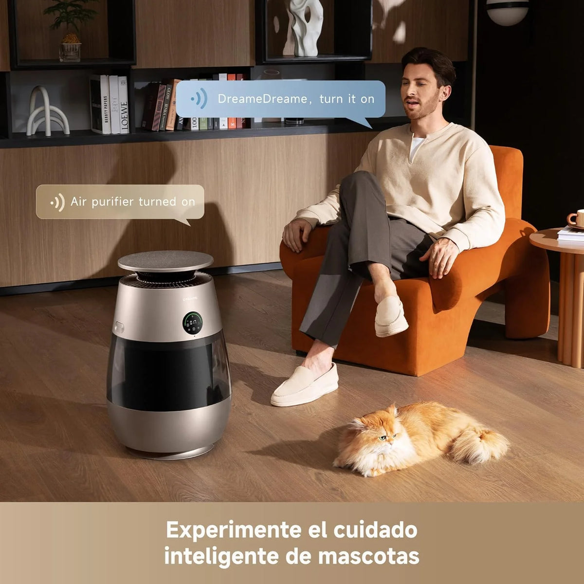 DREAME AP10 Purificador de Ar para Casas com Animais de Estimação, Sistema 360° de Alta Pressão Negativa, Purificação em 5 Etapas que Captura Pelos e Odores, Transparente, Tampa Curva, Luz Ecológica, Controle por Aplicativo
