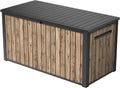 Keter Baú de Jardim Sierra 643L, 144 x 67 x 73 cm, Plástico com Aparência de Madeira (Pinho), Tampa com Molas a Gás, Pode Ser Trancado