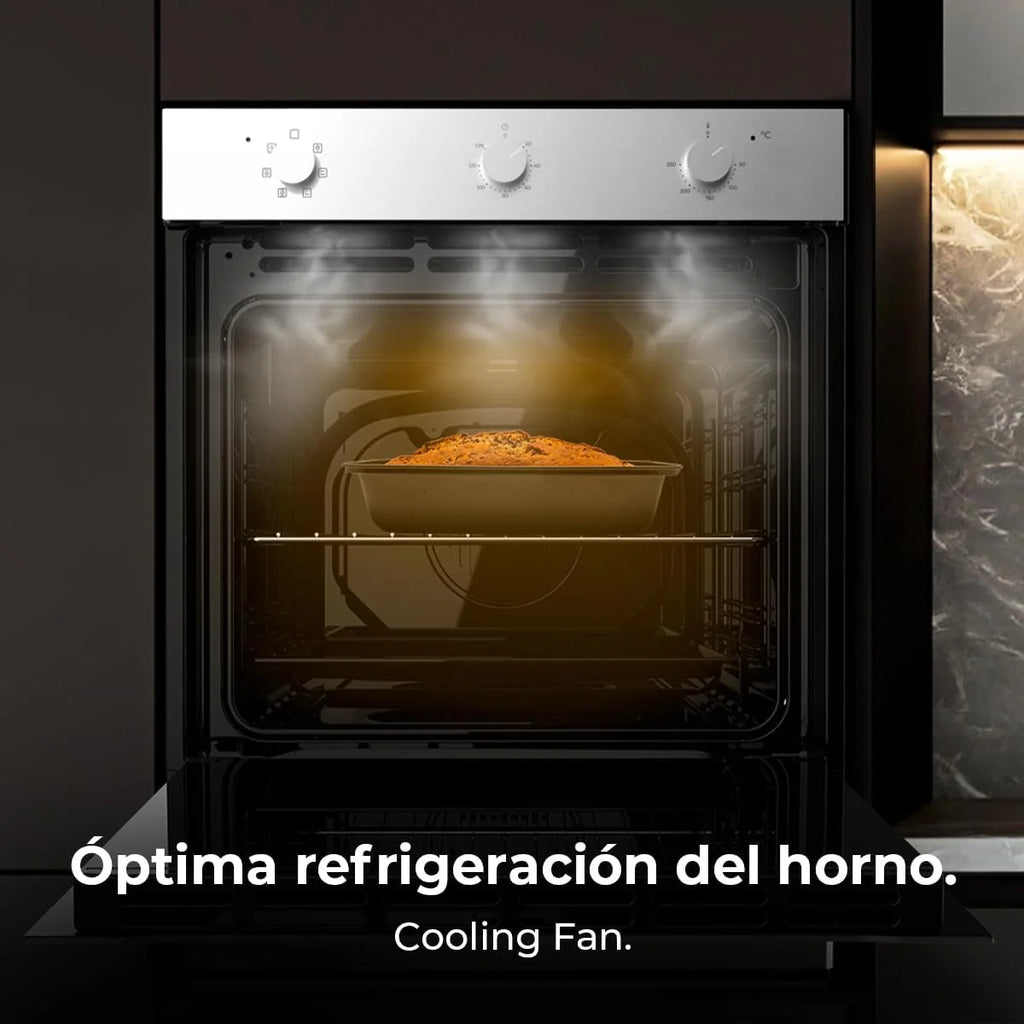 Forno Multifunções de Encastrar Cecotec 70L Bolero Hexa M236000 Line Time. 2800W, 6 Funções, Temporizador, Steam Base XXL, Steam Assist, Steam EasyClean, Cooling Fan, Modo Defrost, Eco, Convecção