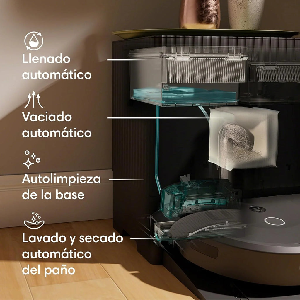 iRobot Roomba Combo 10 MAX + Base AutoWash, Robô Aspirador e Passador de Pano, Multifuncional autolimpante, reabastece o tanque de água, lava e seca o esfregão, esvaziamento automático, esfregão retrátil, evita obstáculos, App