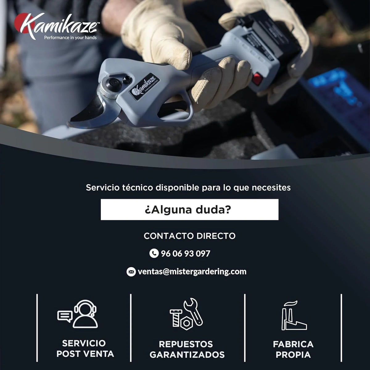 KAMIKAZE KV390 Tesoura de Poda Elétrica Profissional com Bateria de Lítio 21,6V, Ø35mm de Corte, 2 Baterias e Carregador Triplo, Ecrã Inteligente, Kit de Manutenção e Mala de Transporte