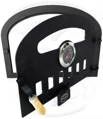 Porta para forno a lenha com vidro (média), preta, chapa de aço - Sor Pampa Grill cód. 23 (grande)
