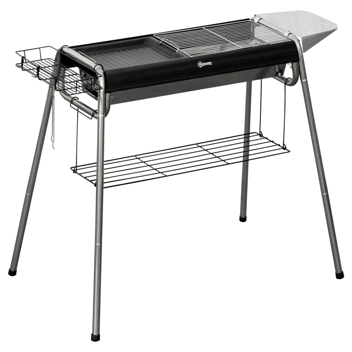 Churrasqueira a Carvão Outsunny Aço Inoxidável Metal 96x61x72 cm Preto