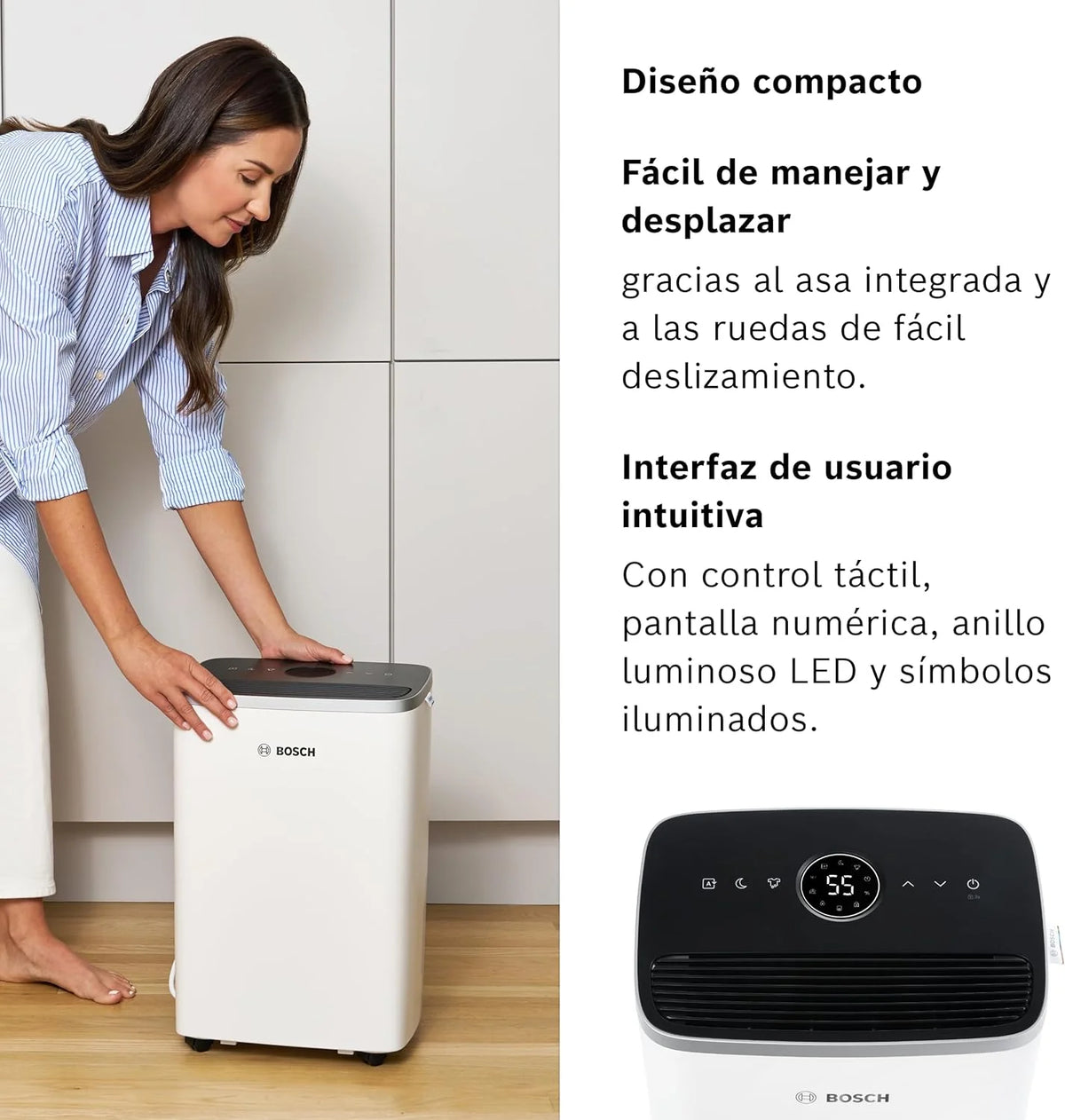 Bosch Desumidificador Dry 4000 - Fácil. Eficiente. Silencioso. Para sua Casa e Quarto - Para Ambientes de até 33 m² - Secagem Rápida para suas Roupas